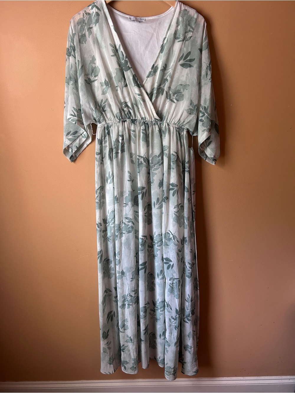 Baltic Born Kia Kimono f maxi Floral Maxi Dress Medium Sage green m - Picture 3 of 9